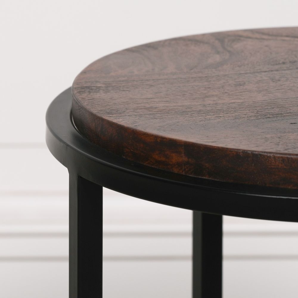 Product photograph of Industrial Style Wooden Top With Black Metal Side Table from Choice Furniture Superstore.